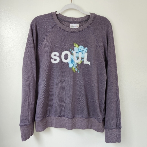 SoulCycle X Sundry Terry Lined Sweatshirt Floral Graphic Pullover Crewneck - Picture 2 of 7